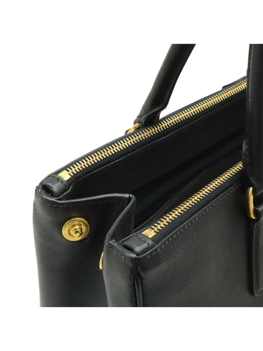Prada Galleria Saffiano Tote Leather Nero Black Gold